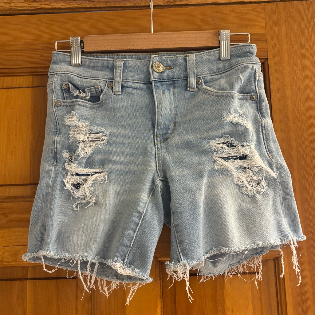 American Eagle Outfitters Light Blue Distressed Denim Shorts Size 2